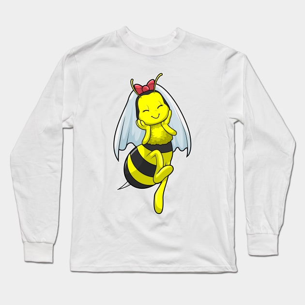 Bee as Bride at Wedding with Veil Long Sleeve T-Shirt by Markus Schnabel